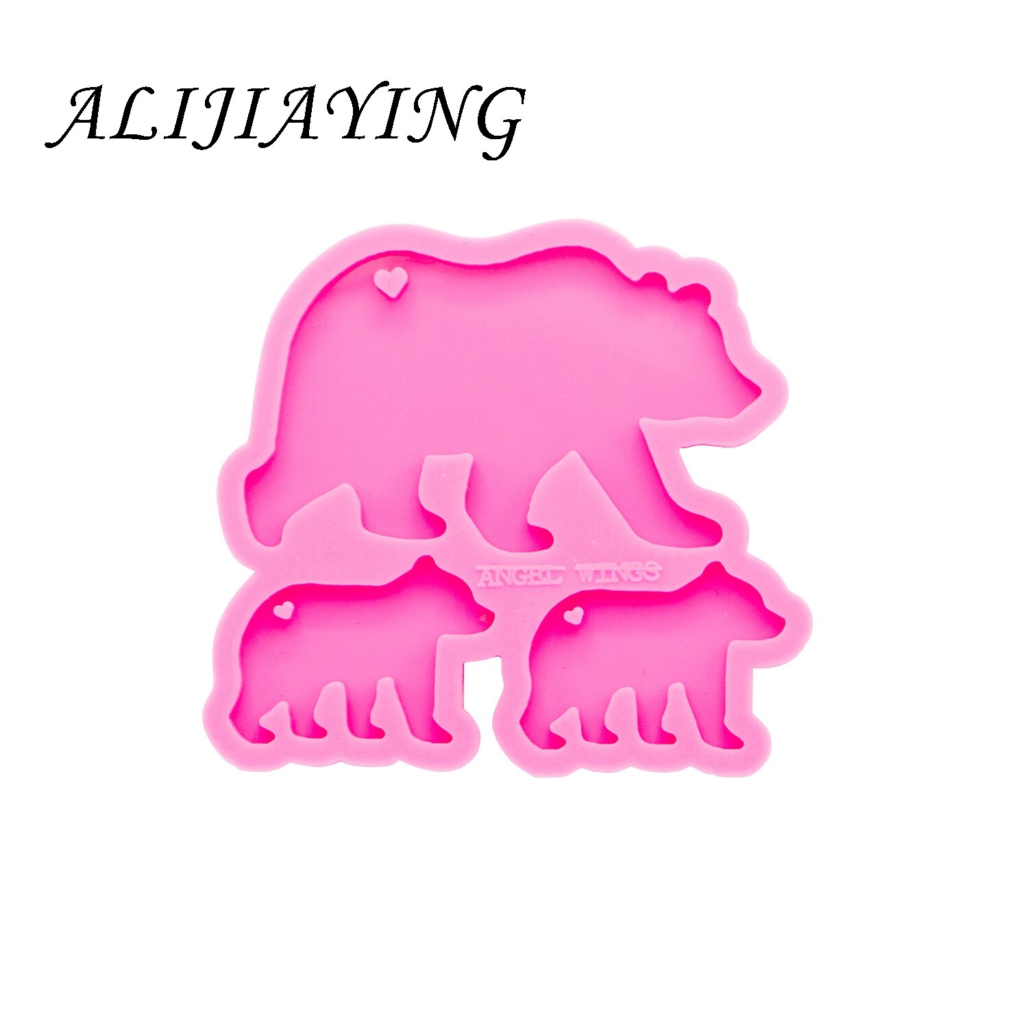 Moldes de silicona con forma de oso para madre/bebé, molde para llavero de resina epoxi artesanal, bricolaje, familia de osos brillantes, llaveros, joyería colgante DY0274