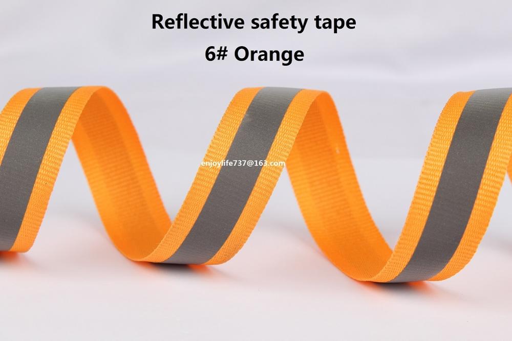 3/4 "(2 cm) breed 50 meter lang een rol speciale reflecterende singels lint (Fluorescerend groen, wit, zwart, geel, gouden, orange): orange