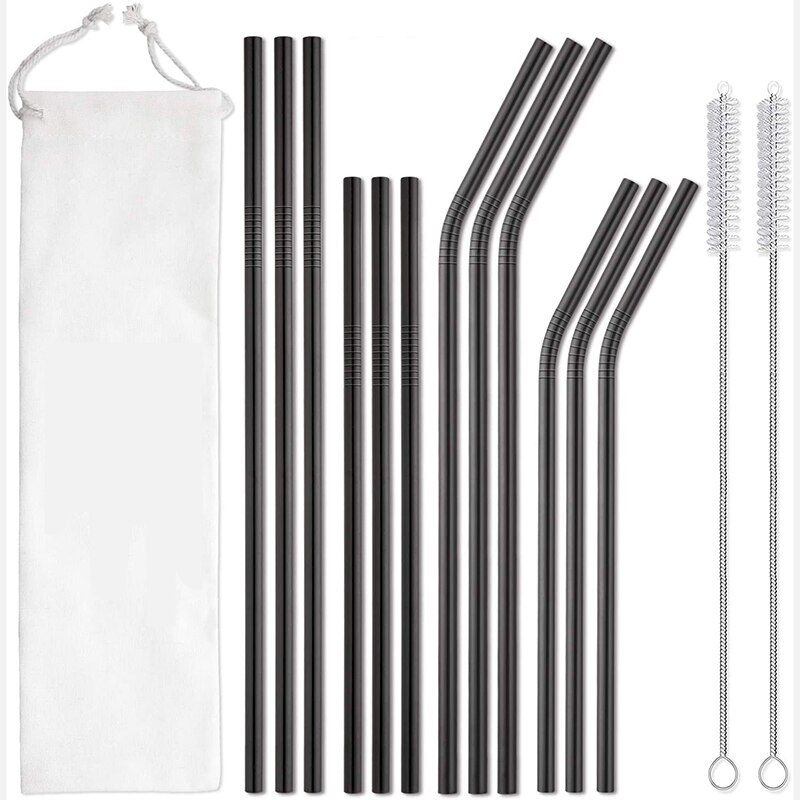 12- pakke genanvendeligt rustfrit stål sugerør metal sugerør til mate 30oz og 20oz tåler opvaskemaskine , 2 børster inkluderet multi