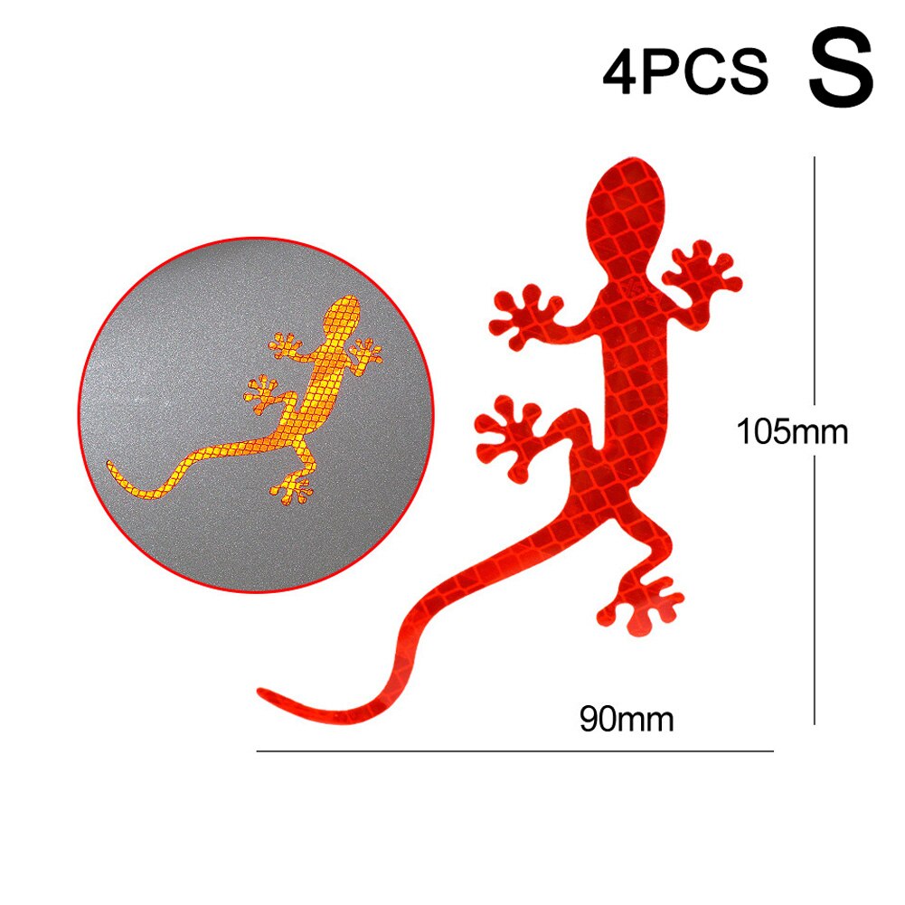 Auto Reflektierende Streifen Gecko Form Warnband Reflektor Aufkleber Decals Mark für Nacht Fahren B2Cshop: red   S  4pcs