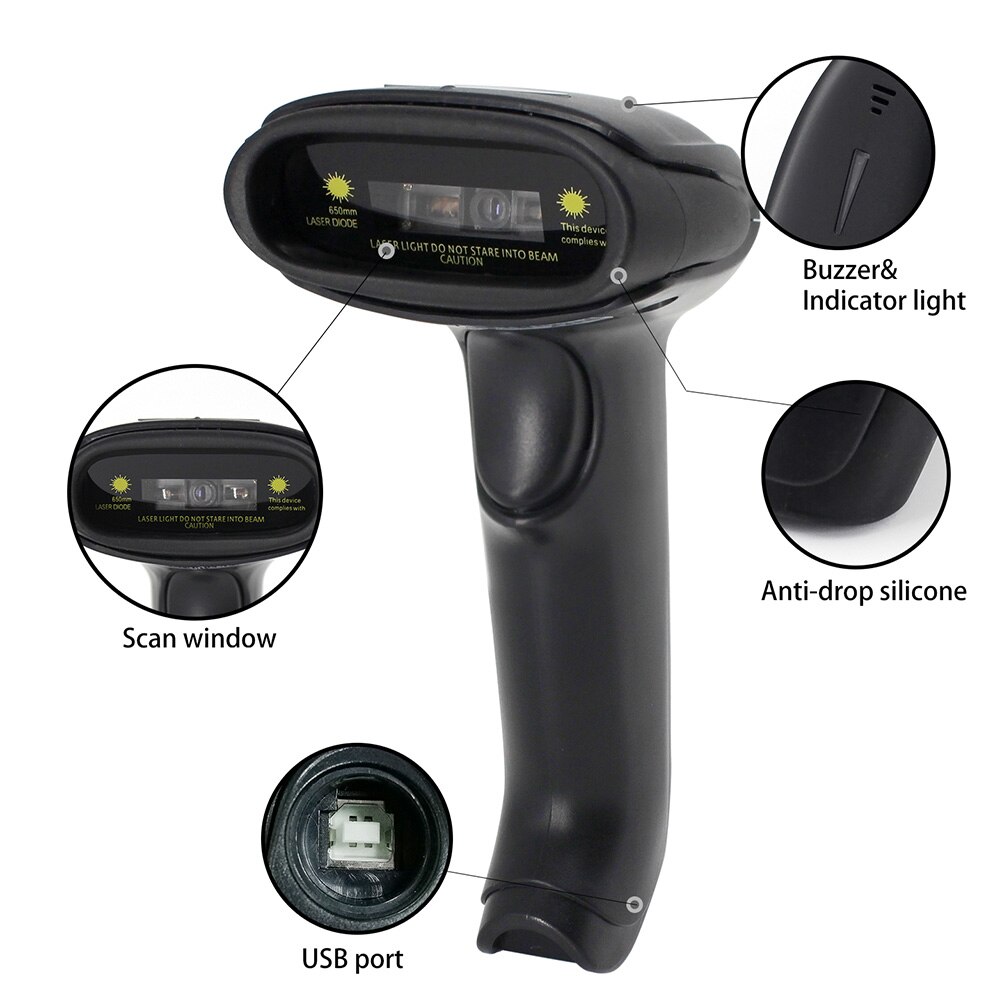 1D CCD Handheld 2.4G Wireless USB Barcode Scanner,Transfer Diatance 100 Meters,16MB Inventory Memory,Bar code Reader Wireless