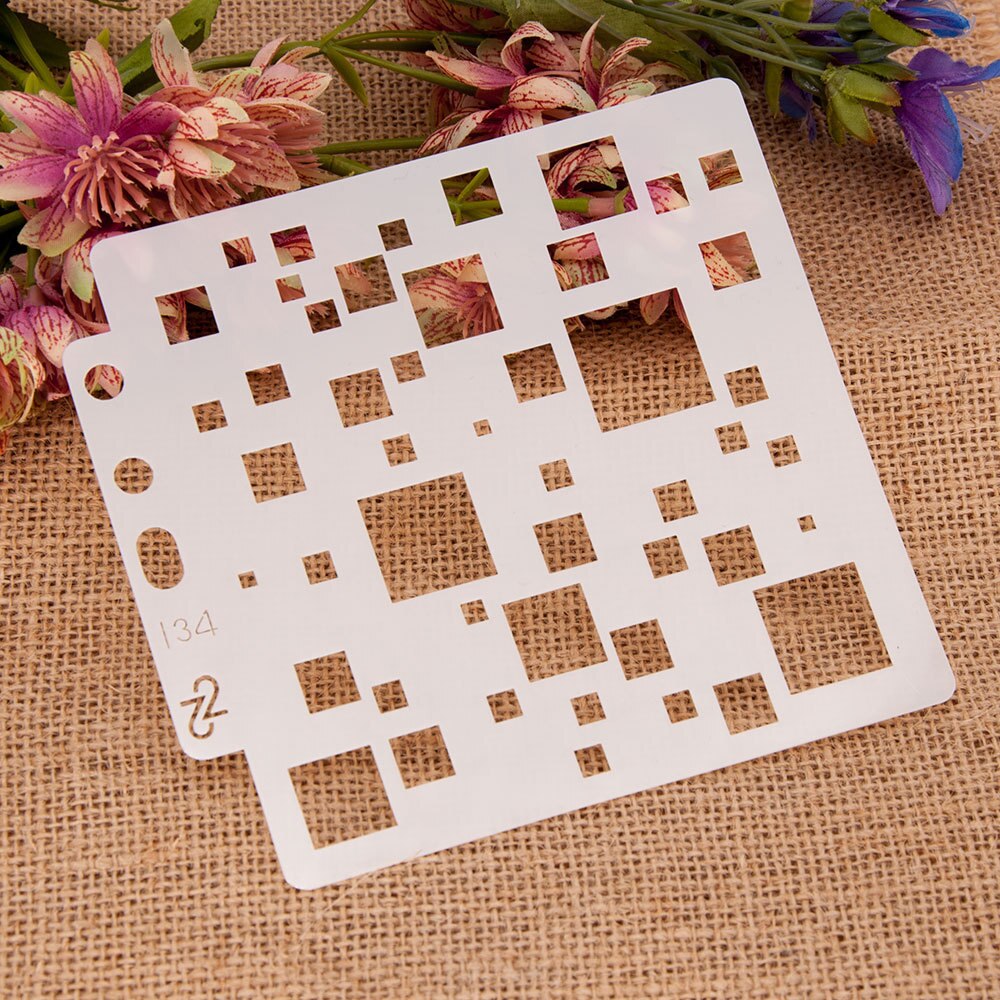14.1cmx13cm Reusable Plastic Painting Templates Stencils Mold for Fabric, Scrapbook, Painting DIY Art Projects(Square) S134