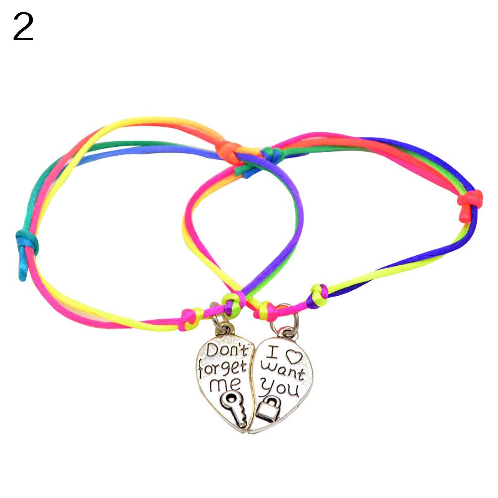 Kvinner jente bokstav utskåret hjerte bff beste venner matchende armbånd: 2