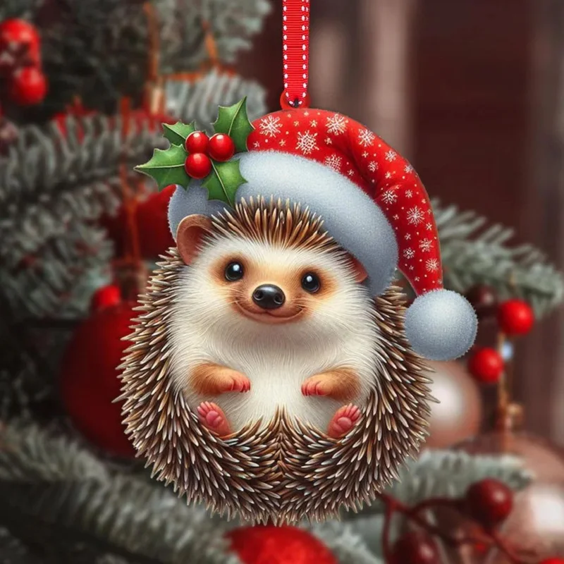 Christmas Tree Pendants Acrylic Cute Squirrel Hanging Ornaments For Wall Xmas Tree Decorations Party Supplies Year: MINT GREEN