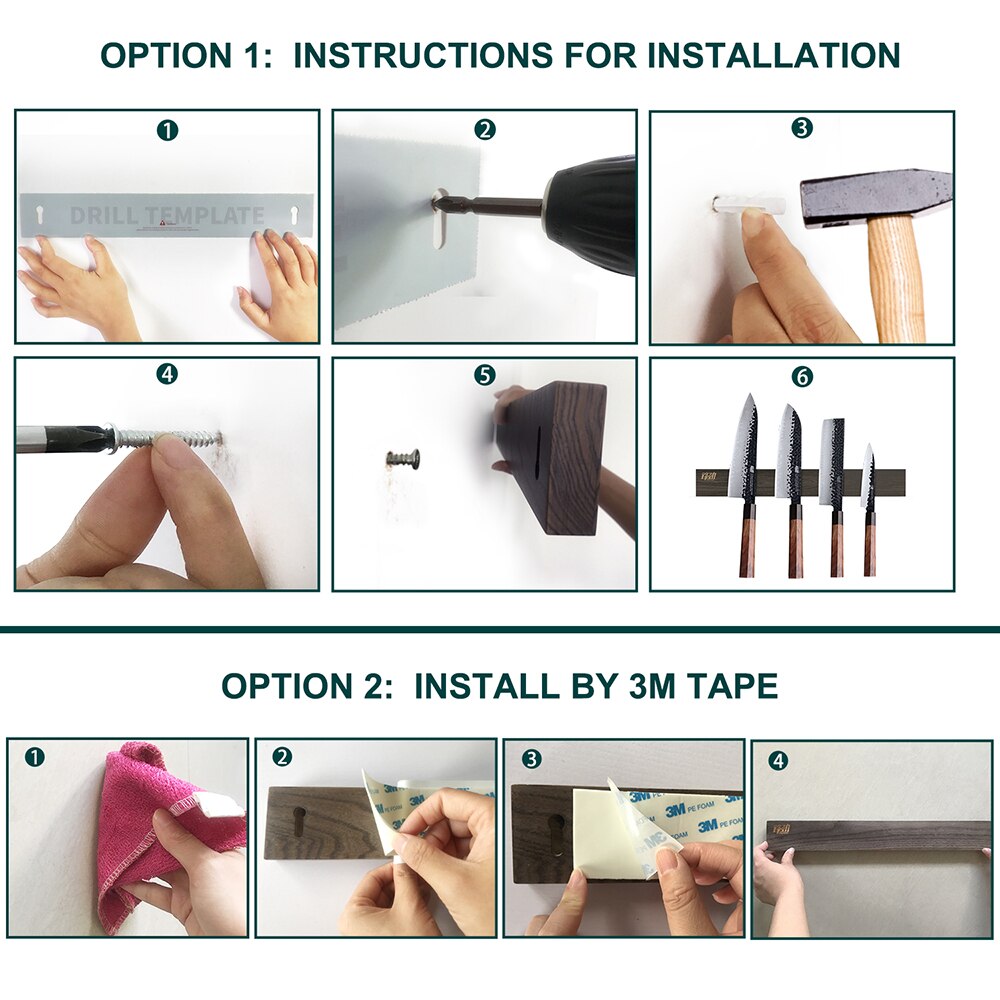 Krachtige Houten Strip Magnetische Mes Houder Wall Mount Voor Metalen Messen Acacia Houten Blok Magneet Messen Rack Keuken Gereedschap