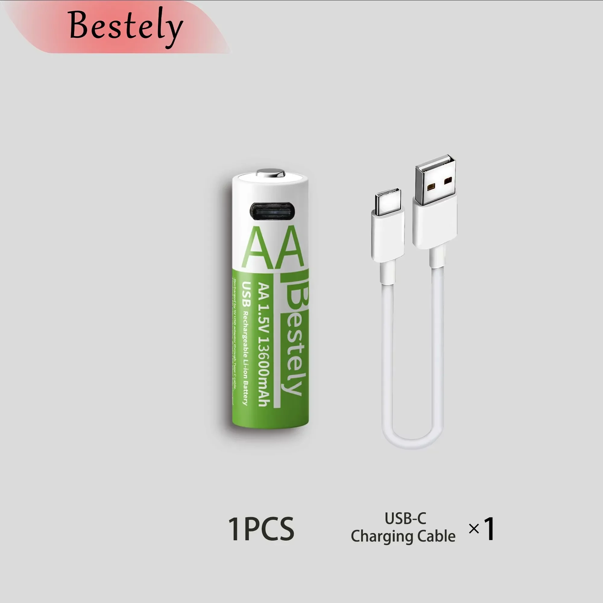 Batterie ricaricabili al litio ad alta capacità AA 1,5 V 13600 mAh Tensione di uscita Alimentatore stabile, cavo di tipo C incluso: Viola