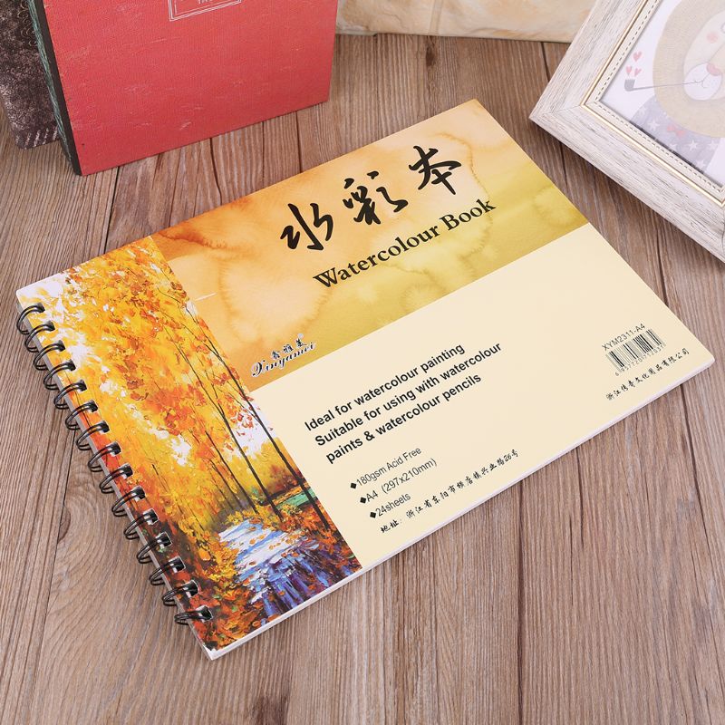 A4 Watercolor Paper Art Artist Sketchbook Sketch Pad Drawing Painting 24 Sheet arts&crafts supplies for kids