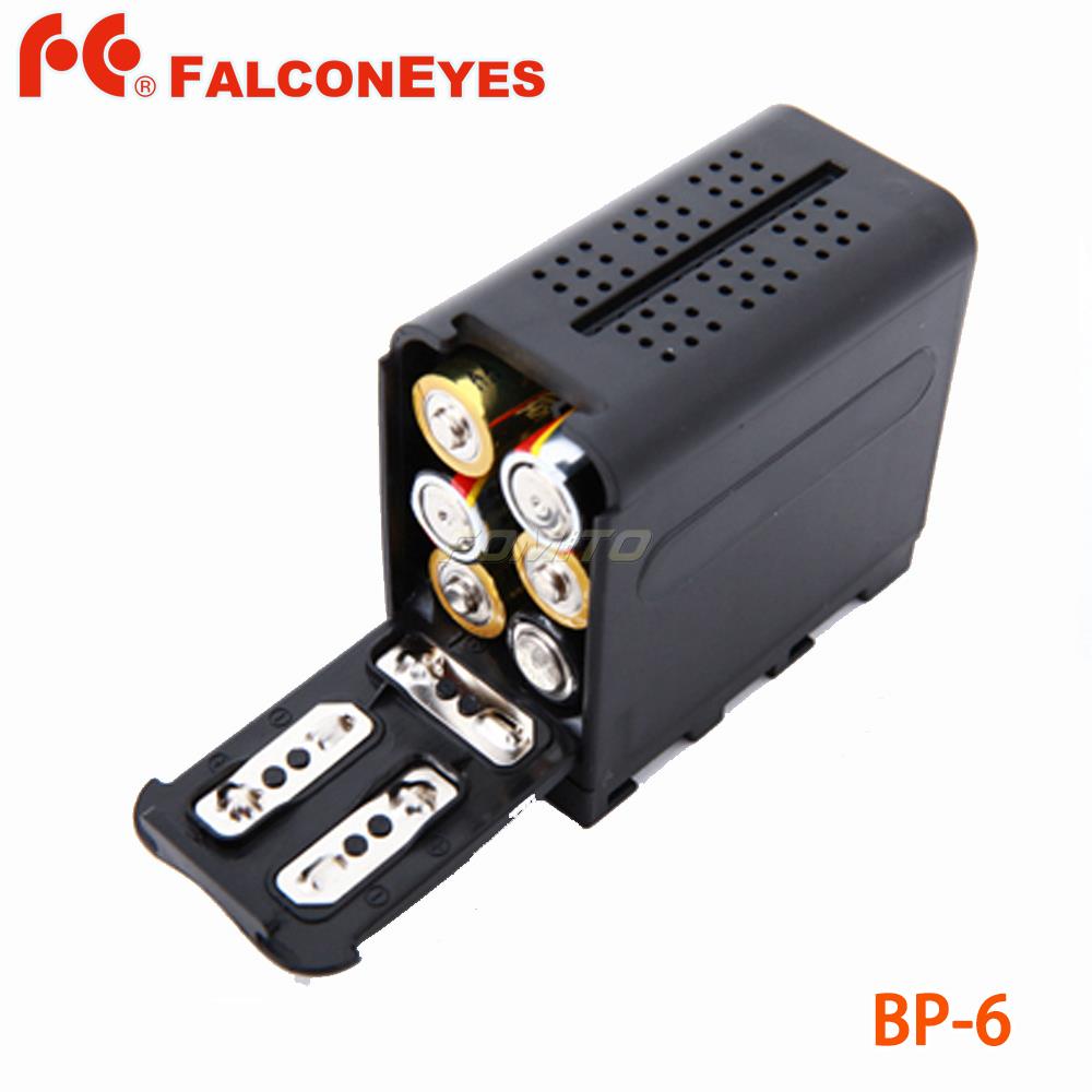 Falcon Eyes 6 Stuks Aa Batterij Case Pack Power Als NP-F970 Voor Led Video Light Panelen Of Monitor YN300 Ii, DV-160V/216V/112/96