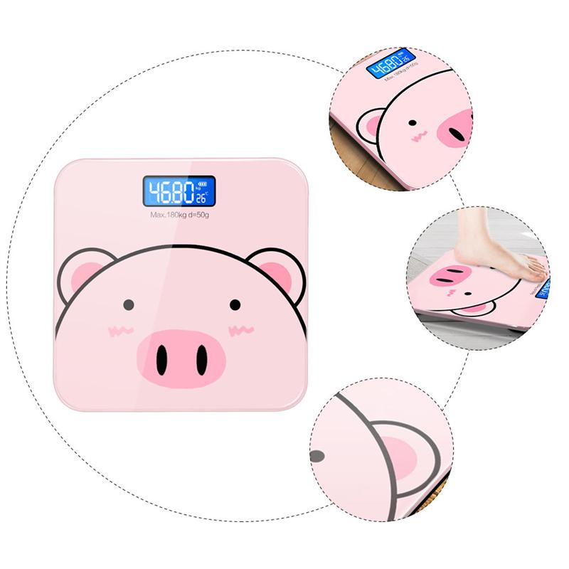 1PC Cartoon Home Health Body Scale Electronic Body Weight Scale (USB Charging)