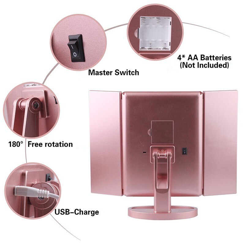 22 light Touch Screen LED Makeup Mirror table 1X2X/3X/10X Magnifying espejo de maquillaje vanity magnifier screen Folding Mirror