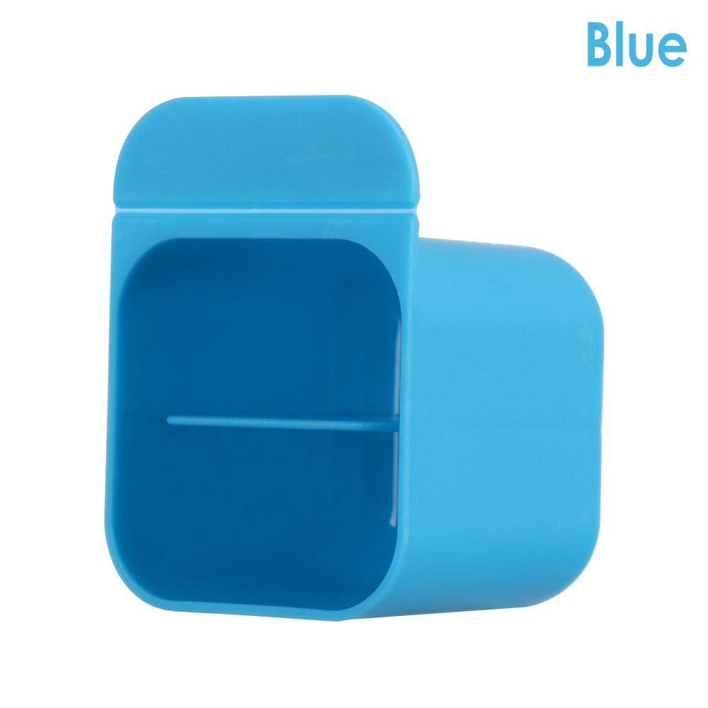Pencil Holder Pen Case Adhesive Desktop Organizer Office Decor Container Pen Pencil Stationery Storage Holder: Square blue