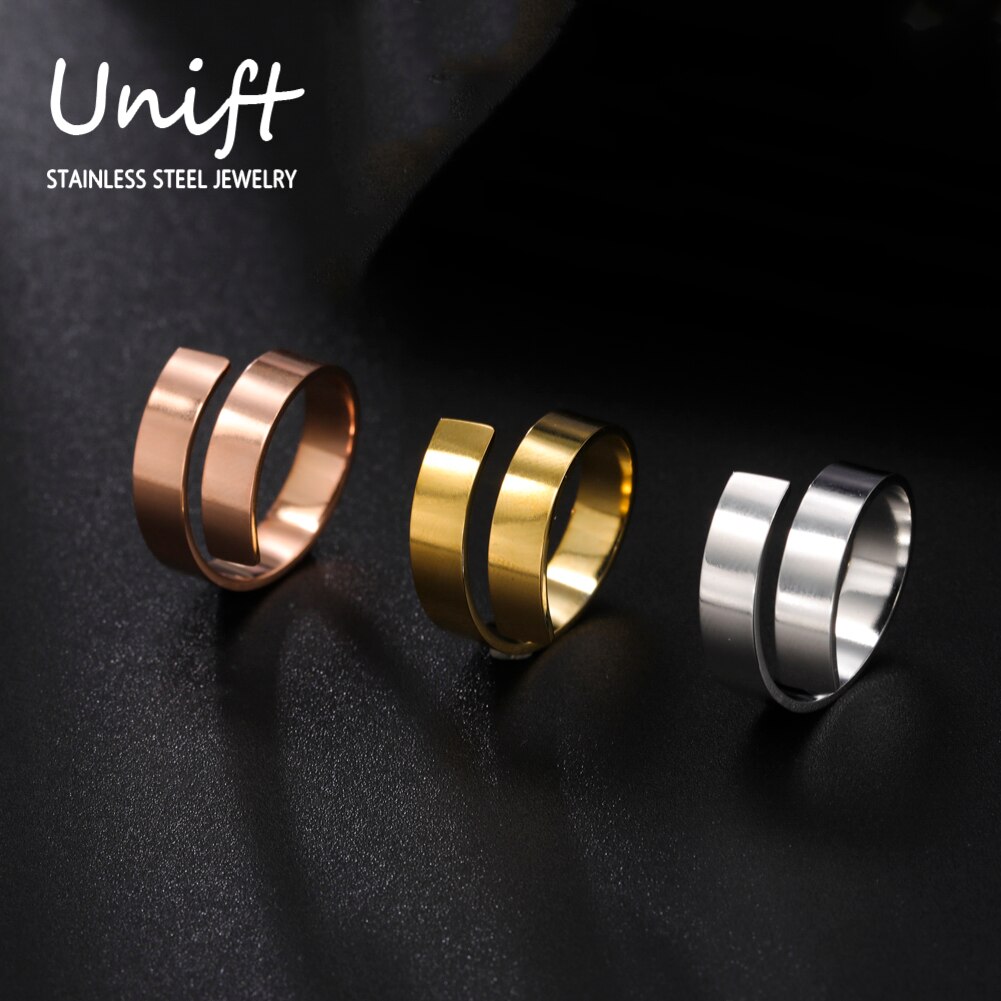 Unift regolabile in acciaio inossidabile aperto lucidato anello a spirale per le donne stile semplice gioielli di moda accessori minimalisti regali