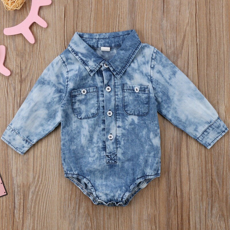 Neue Neugeborenen Kleinkind Kleinkind Baby Jungen Denim Kleidung Karosserie T-Shirt Gesamt Outfit Tasche Langarm Kleidung