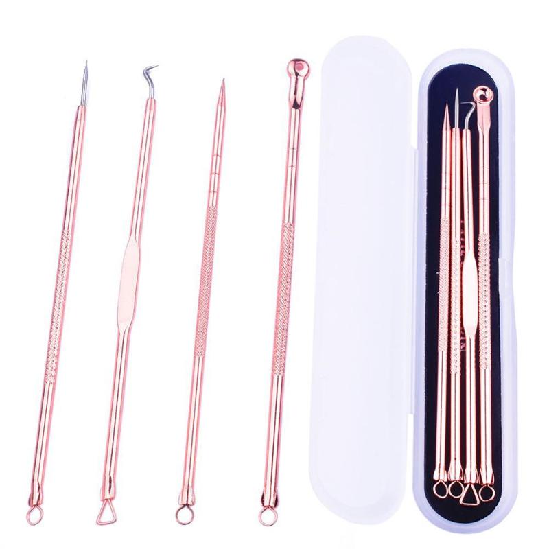 4 pcs/set Acne Blackhead Removal Needles Pimple Metal Extractor Black Head Pore Cleaner Deep Cleansing Tool Care Beauty Kit: Default Title