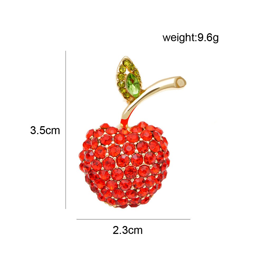 CINDY XIANG-broches de manzana con diamantes de imitación rojos para mujer, broche de fruta pequeña, Pin, camiseta de verano, joyería de