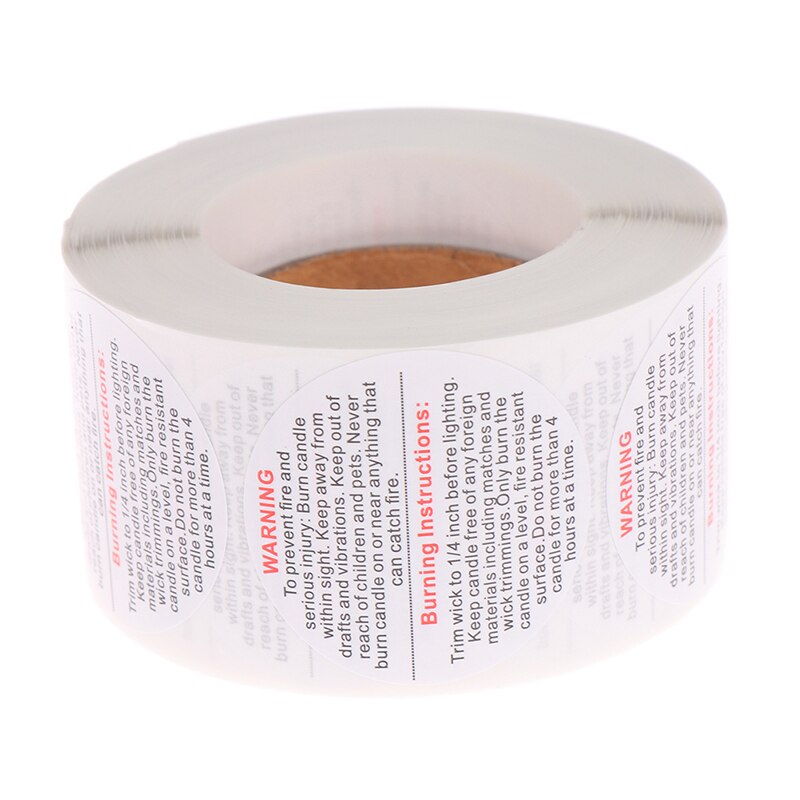 500pcs/roll Candle Warning Stickers Candle Jar Container Labels Waterproof Wax Melting Safety Stickers for Candle Jars