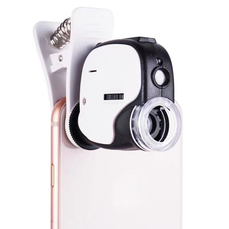 55x handy microscope magnifying glass with led light, universal mobile magnifying glass, macro lens, zoom camera clip