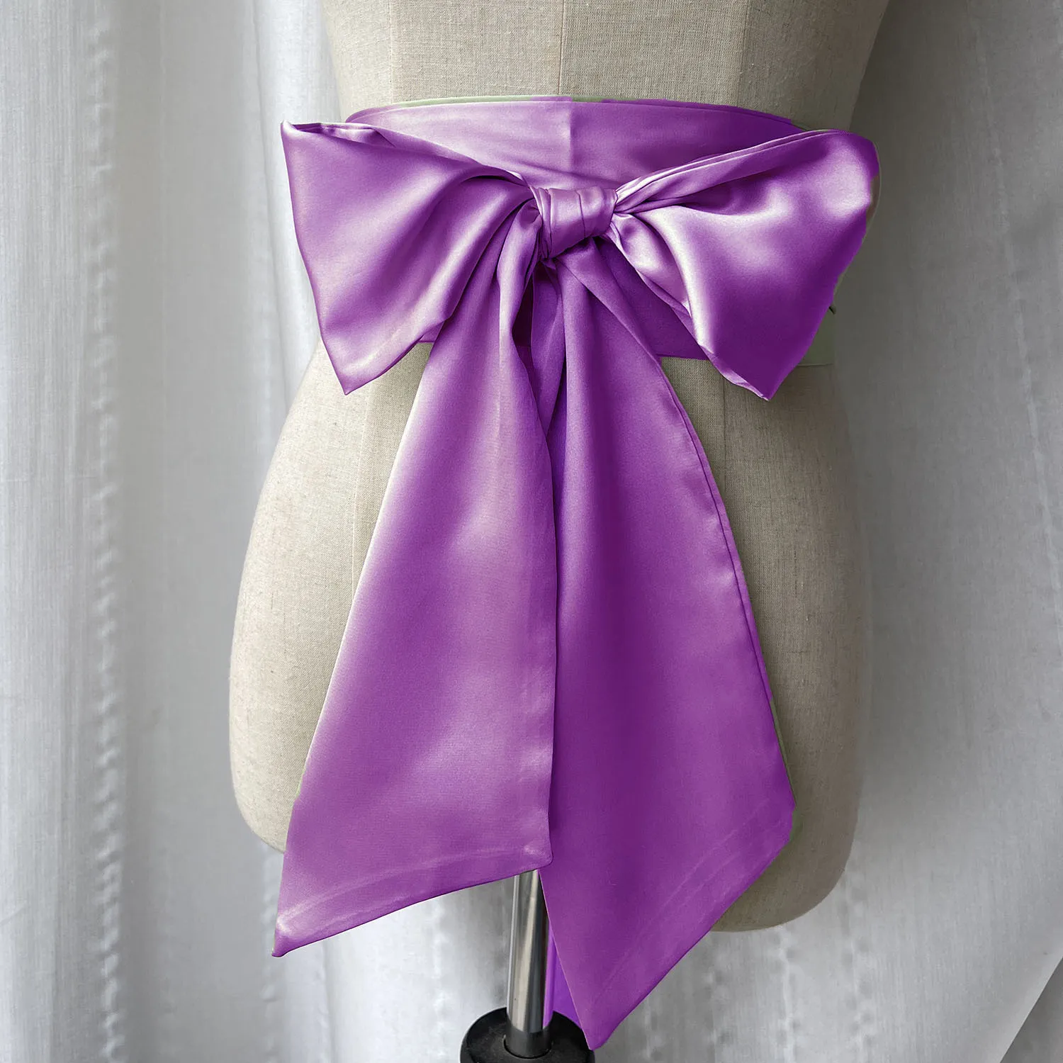 Satijnen Strik Brede Corset Riem 9.5x250 cm Wijn Wit Rood Zwart Roze Geel Marine DIY Strik Tailleband voor Vrouwen Meisje: Lavendel