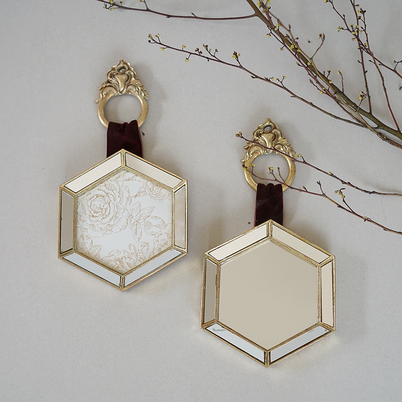 Modern Wall Mounted Polygonal Decorative Mirror Resin Frame Hanging Wall Ornaments Home Decoration Wedding Layout Crafts