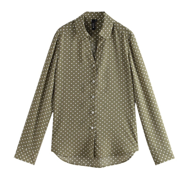 Toyouth Sring punto redondo cuello pico camisa blusa holgada temperamento cómoda camisa de gasa blusa para mujer