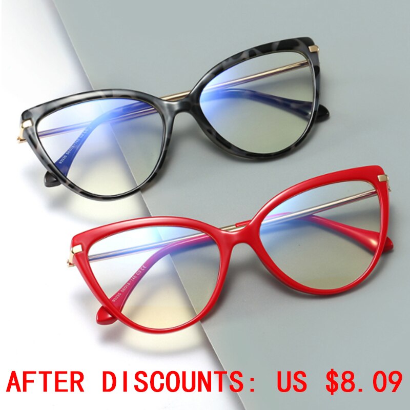 Gafas ópticas de ojo de gato para mujer, lentes transparentes , Marcos a la , antideslumbrantes, Negro, Rojo, rosa y blanco
