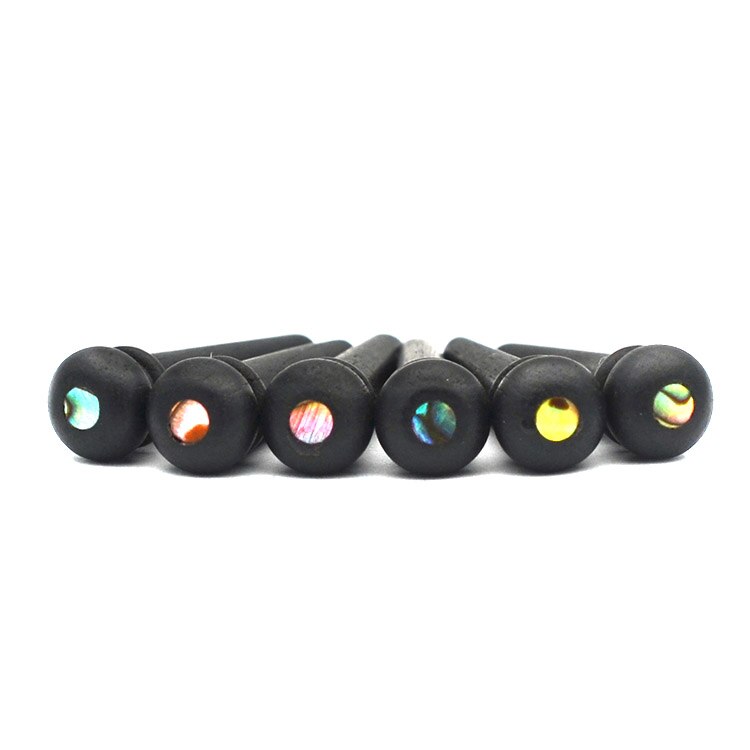 6 pcs ébène guitare acoustique fendue pont broche avec cercle en laiton Abalone Shell dots guitare pièces accessoires noir: Pearl Shell