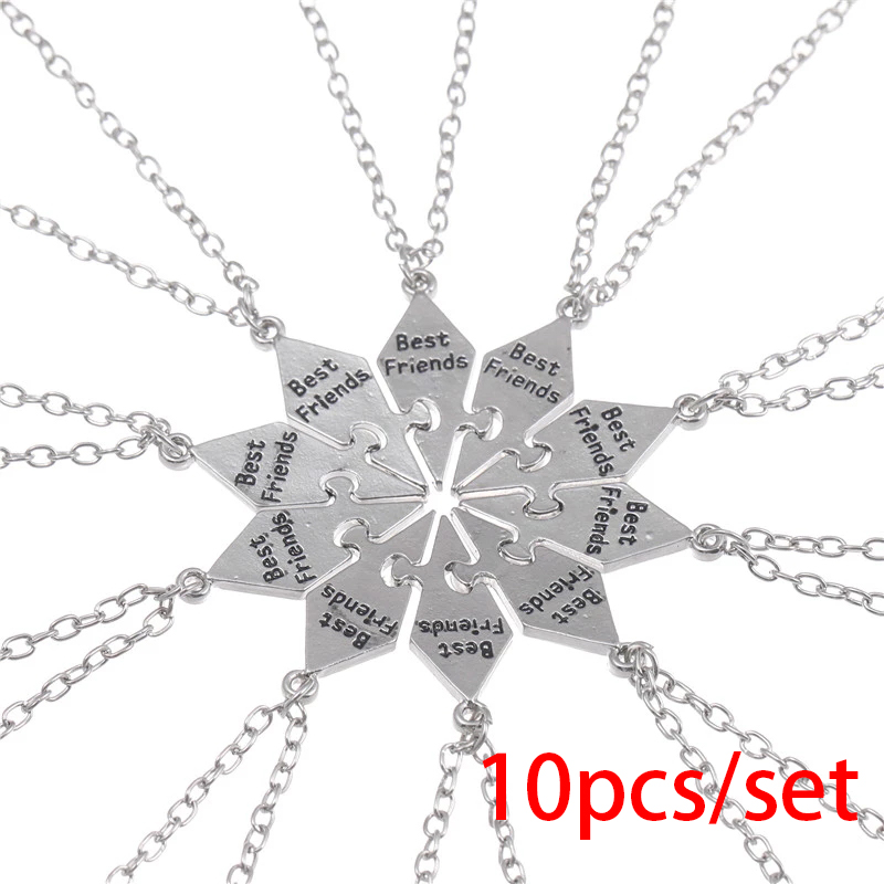 3/4/5/6/7/8/9/10 Stuks Beste Vriend Stiksels Ketting voor Mannen Vrouwen Studenten Bff Vriendschap Hanger Ster Ketting Choker Sieraden: Imitation Rhodium Plated