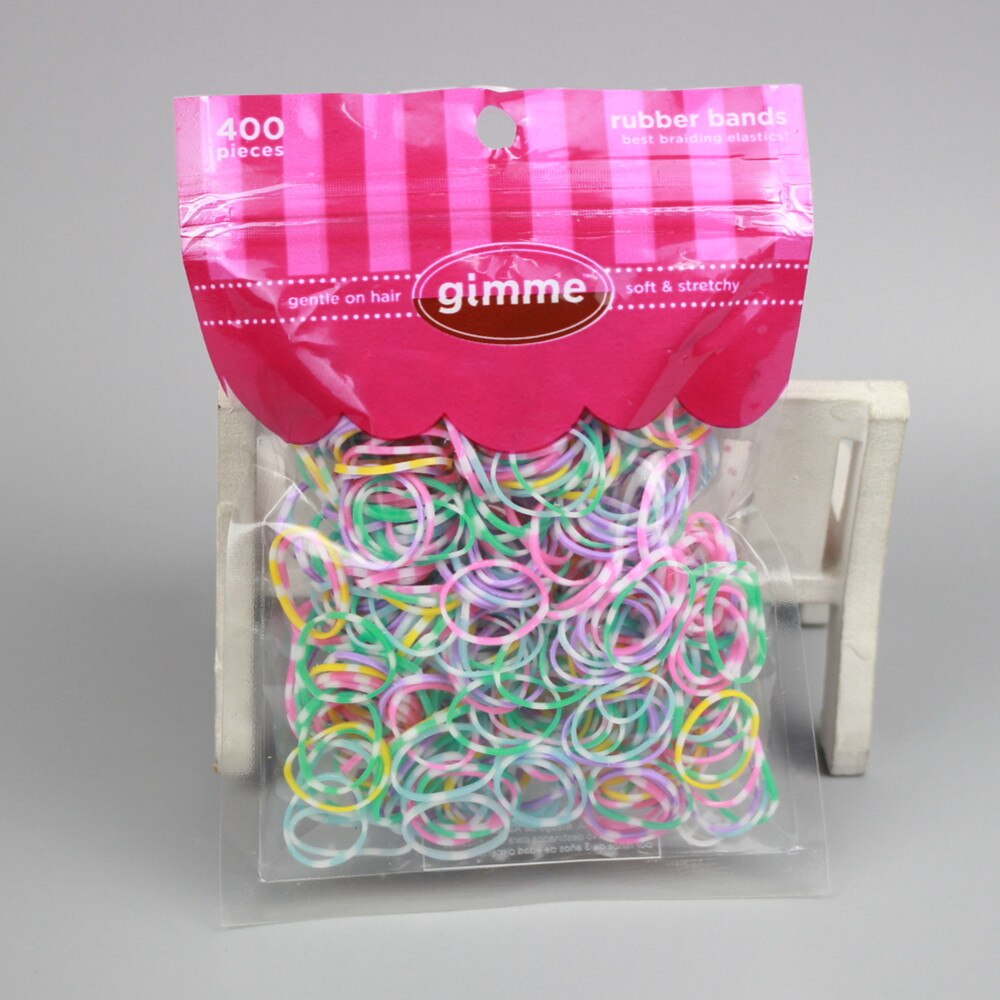 400 Pcs/lot hair elastic bands colorful/black TPR material one-off rubber bands for women girls braid headwear: Multi