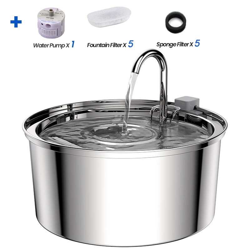 Rustfrit stål kat vand springvand sensor automatisk cirkulerende kæledyr drikkevand dispenser intelligent springvand med filtre