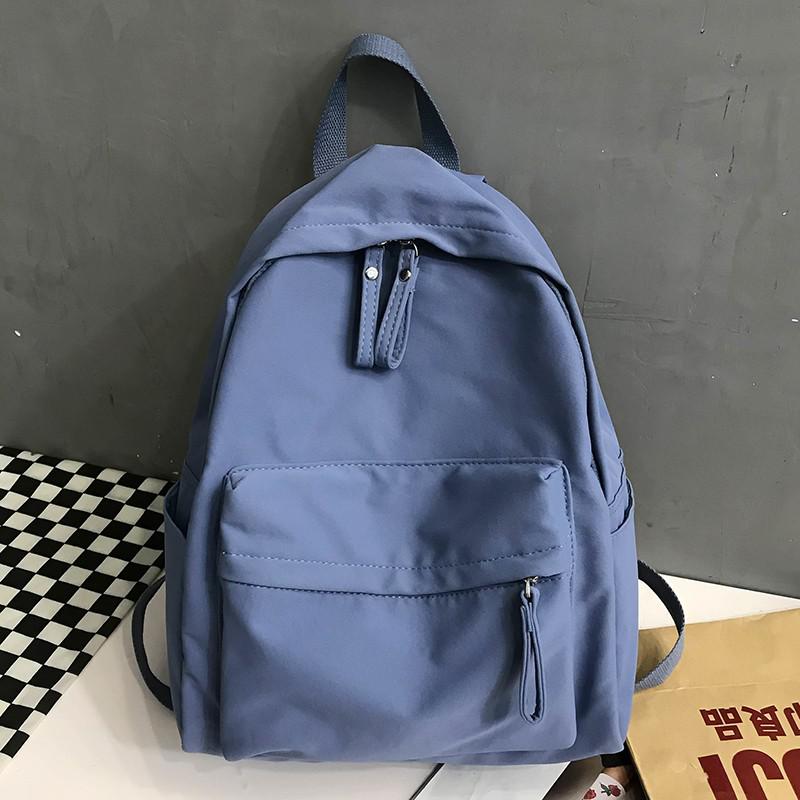 Mochila de lona para mujer, morral escolar de Color sólido para chicas adolescentes, bolsos de hombro escolares para estudiantes: Blue