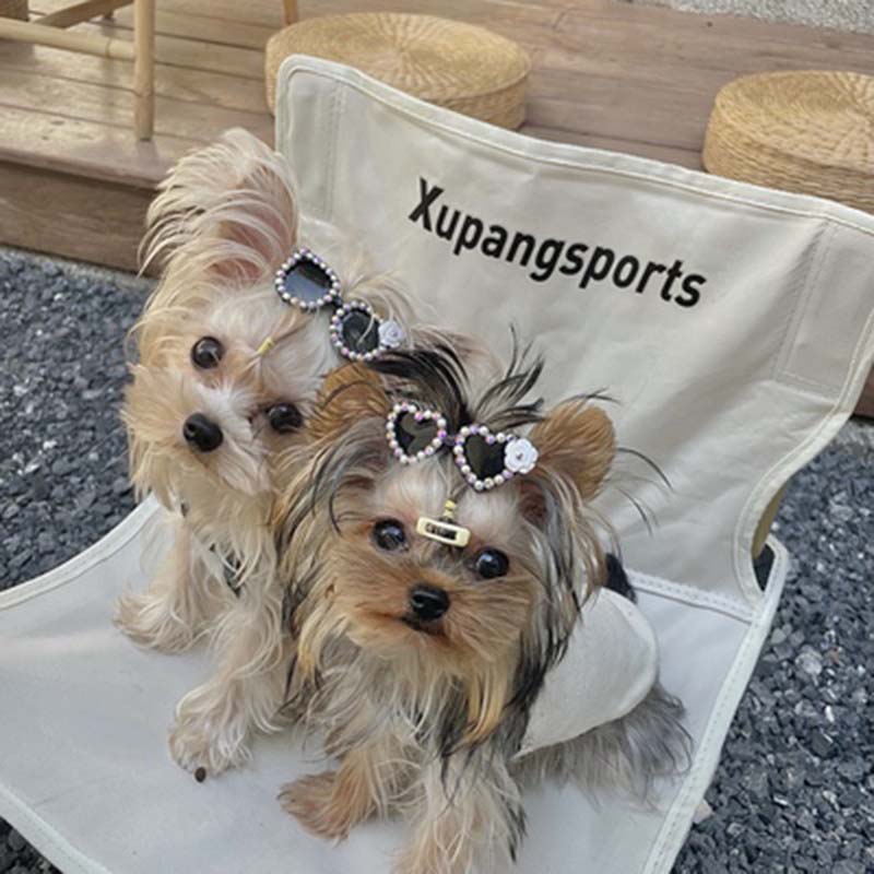 Pet Accessories Handmade Pet Headwear Dog Head Flower Teddy Yorkshire Maltese Pearl Flash Diamond Sunglasses Puppy Supplies
