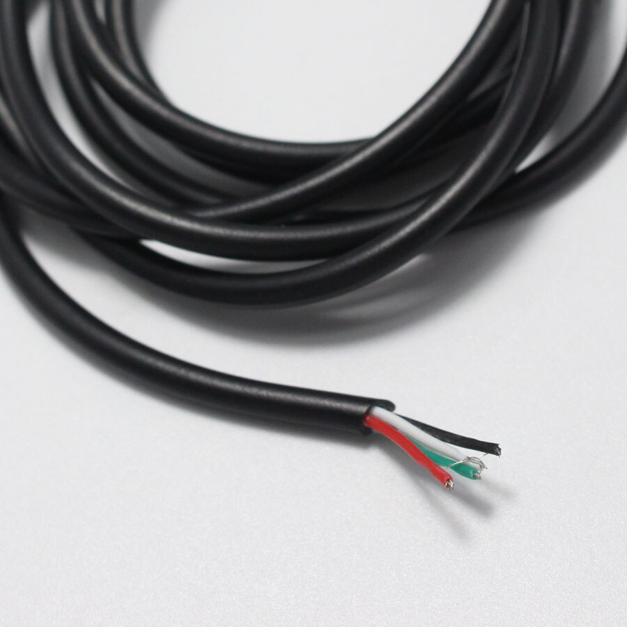 5 meter 4 ledare vit / svart datakabel / usb-kabel / gör-det-själv-anslut strömmen för telefon / surfplatta laddningskabel