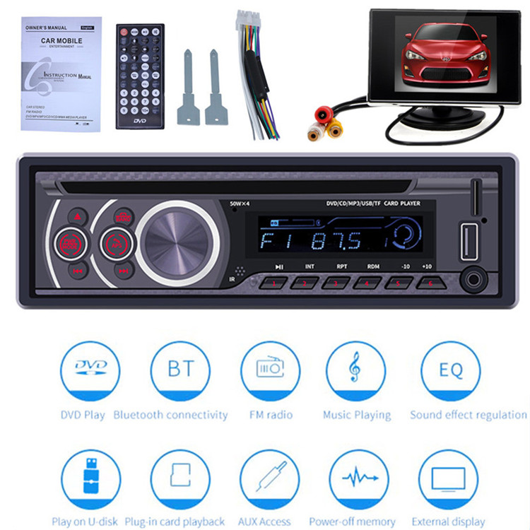 1 din bil dvd  mp3 afspiller bluetooth bil multimedie afspiller video output cd vcd usb tf fm radio til vw til bmw toyota mazda