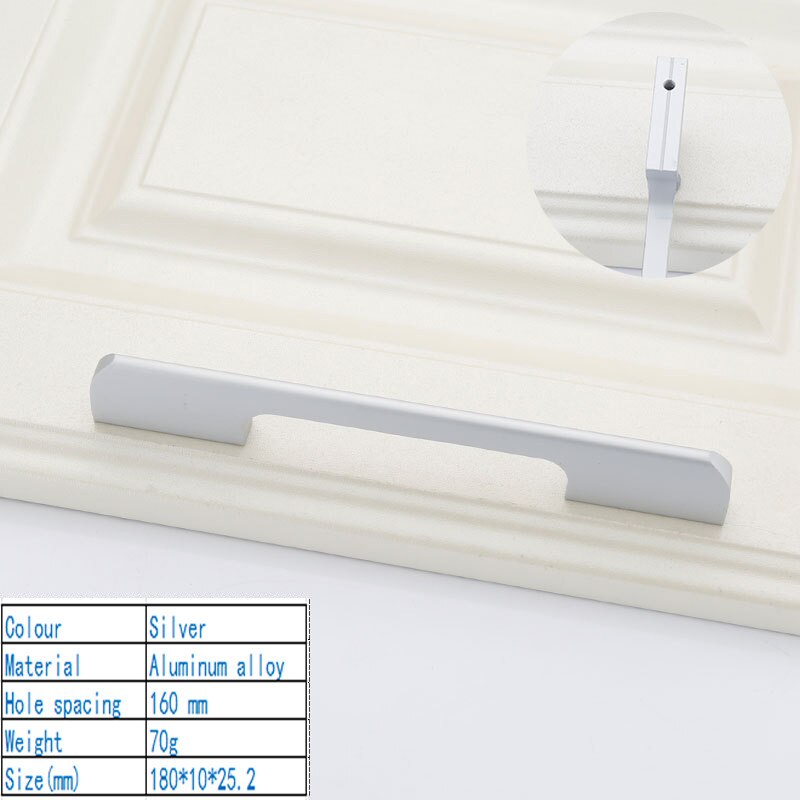 Pomos y tiradores de puerta minimalistas y modernos americanos, Tiradores para enfriador de vino, manijas de cocina, manijas para armario, manija para armario: Silver 160