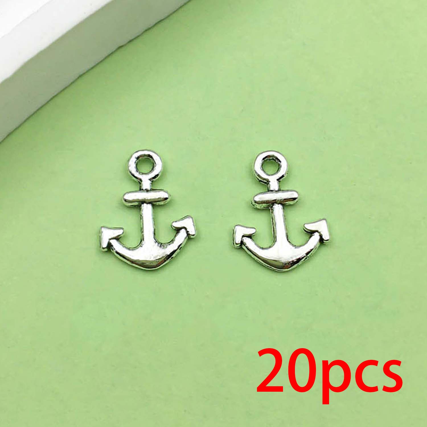 20 piezas colgantes de aleación de Metal con de ancla de barco Vintage plateado antiguo para pulsera DIY, collar, accesorios para hacer joyas: Rodio plateado