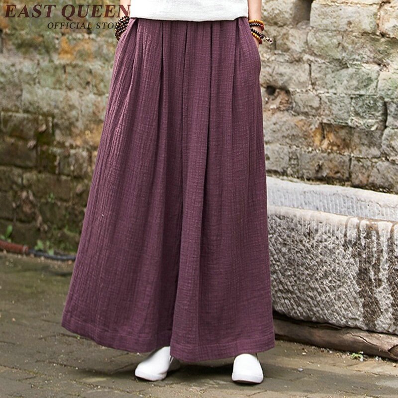 Kinesisk stil off white bukser baggy bukser kvinder lodrette striber afslappet løse oversize brede ben bukser  aa2845 yq: 6