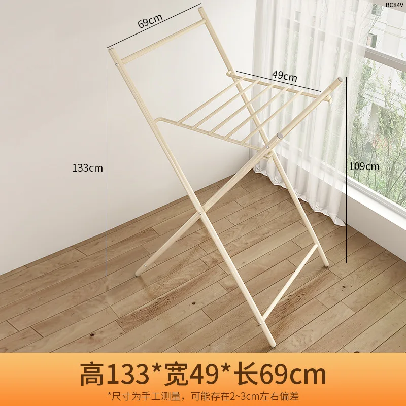 Clothes Drying Rack Floor-to-ceiling Household Folding Indoor Clothes Hanging Rack Balcony Dormitory Cool Clothes Pole: DEEP BLUE