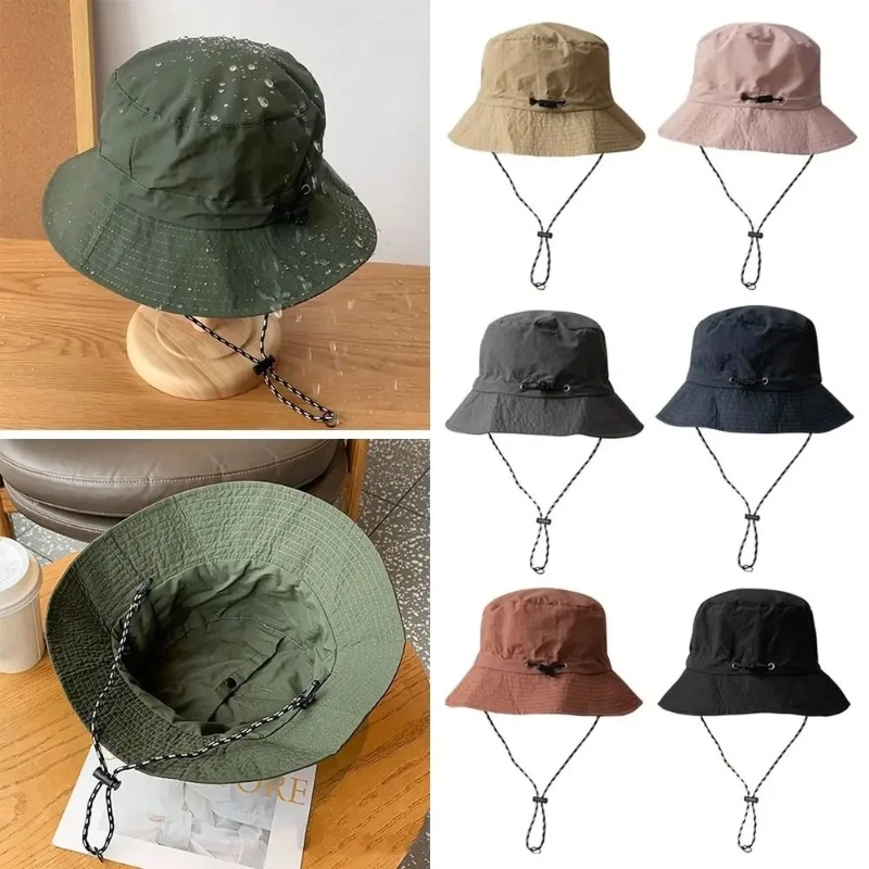 Bucket hat waterdicht, uv-werend, lichtgewicht, draagbaar, geschikt voor buitenactiviteiten zoals vissen, kamperen, wandelen en reizen, met opbergtas.