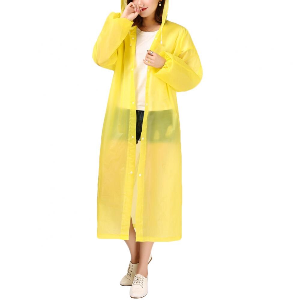 Reusable Unisex Raincoat Waterproof Rain Coat Women Men Hooded Poncho Rainwear Adults Rain Jacket chubasquero mujer плащ женский: YELLOW