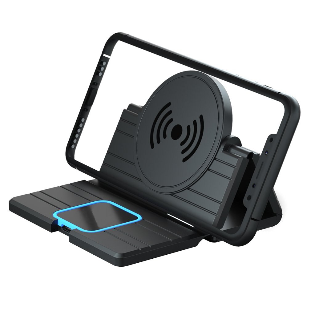 15W 2in1 Non-slip Silicone Mat Car Dashboard Holder Stand Fast Charging Qi Wireless Charger Dock Station Pad for iPhone Samsung