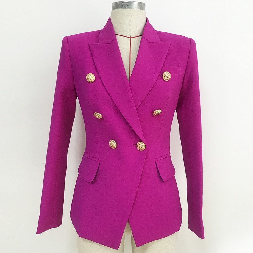 High street blazer dame dobbeltradet løveknapper slim fit lækker lilla blazer jakke: Lilla / Xxl