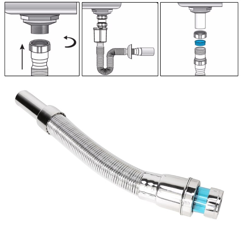 ABS Kitchen Sewer pipe Flexible Bathroom sink drains downcomer Wash basin Electroplated Plumbing Hose waste pipe #RW1209