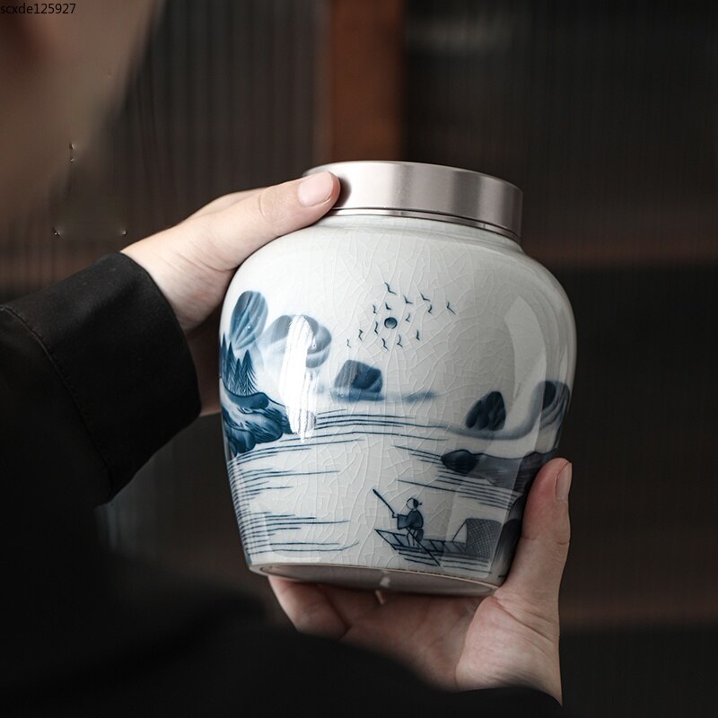 Klassieke Bloem Landschap Patroon Keramische Opslag Pot Met Deksel Grote Capaciteit Thee Blikjes Huishoudelijke Snoep Moer Verzegeld Opslag Jar