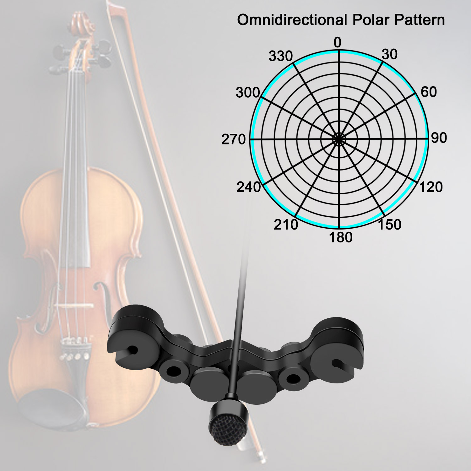 KIMAFUN Mini Wired Violin Microphone Musical Instrument Condenser Mics Omnidirectional Pickup for Shure AKG Wireless Bodypack