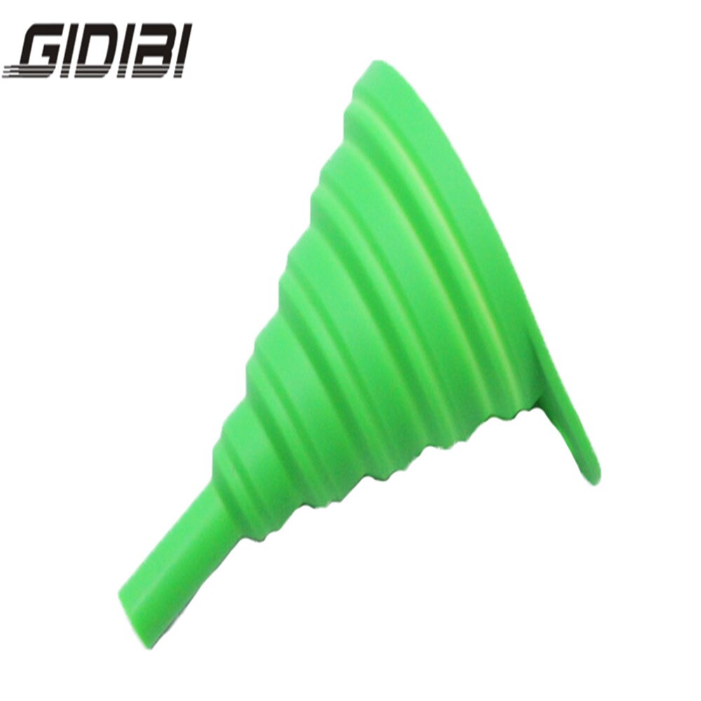 Universal Motorcycle Collapsible Silicone Oil Funnel Oil Fuel Funnel Foldable Hopper: green