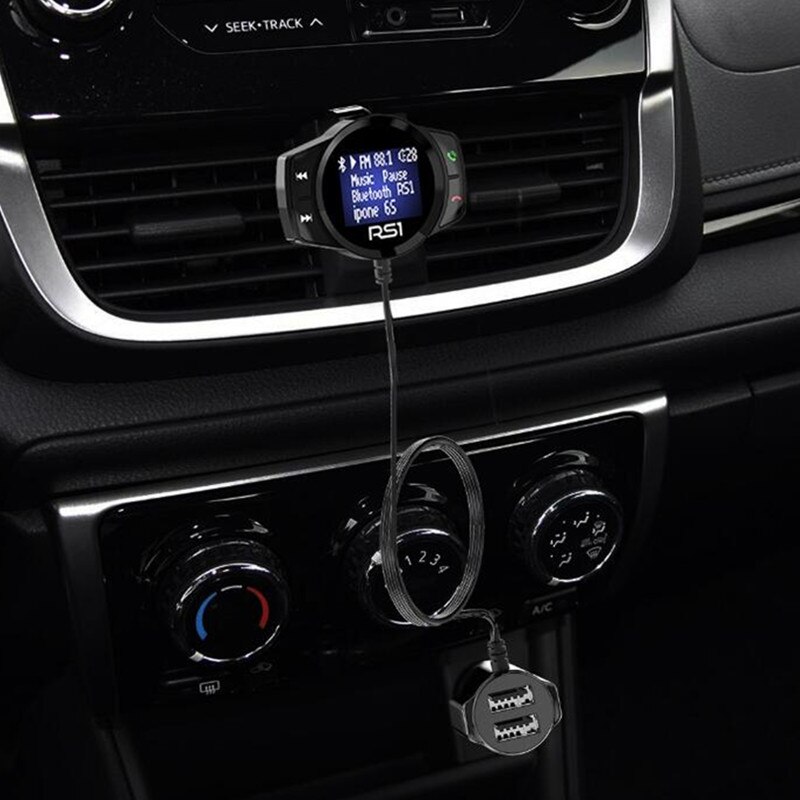 Multifunctional Vehicle Charger RS1 Wireless Bluetooth FM Transmitter Hands Free Car Kit Large Display MP3 Player USB Charger