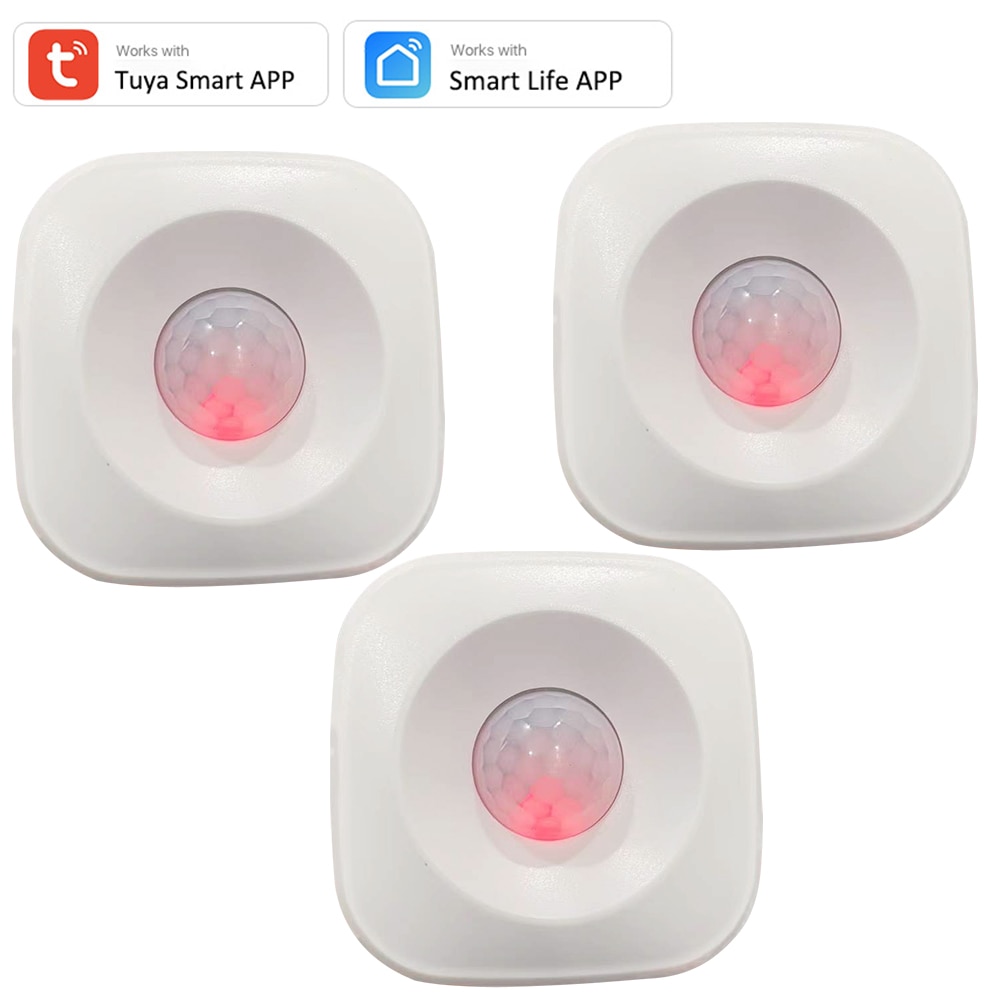 Tuya WIFI PIR Motion Sensor Detector Movement Sensor Smart Life APP Wireless Home Automation System Work with Alexa Scenario Set: 3 PCS