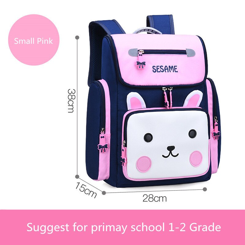 OKKID children school bags for girls cute waterproof primary school backpack with reflective strip kids pink kawaii book bag: small pink