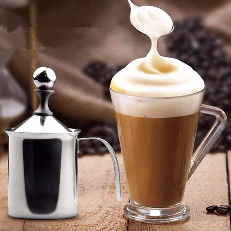Originele 400Ml/800Ml Handmatige Melkopschuimer Rvs Double Mesh Melk Creamer Schuim Mesh Koffie Foamer creamer