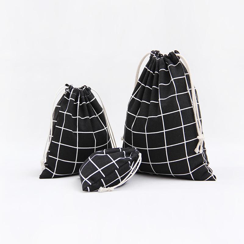 Gird Blue Leaf Linen Pouches 8x10cm 9x12cm 10x15cm 13x17cm Birthday Wedding Party Candy Sack Jewelry Jute Bag Sack: black / 13x17cm